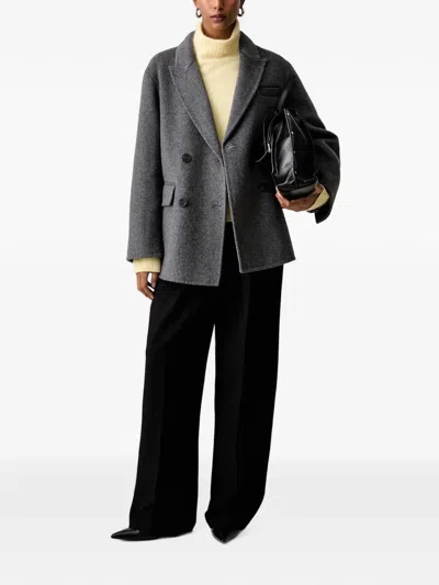 Vicolo Double-breasted Blazer In Gray