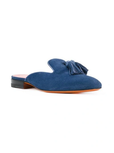 Shop Santoni Tasselled Slippers In Blue