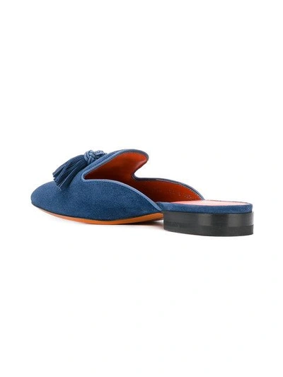 Shop Santoni Tasselled Slippers In Blue