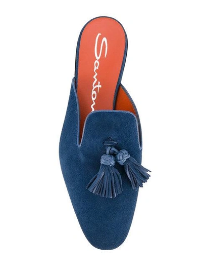 Shop Santoni Tasselled Slippers In Blue