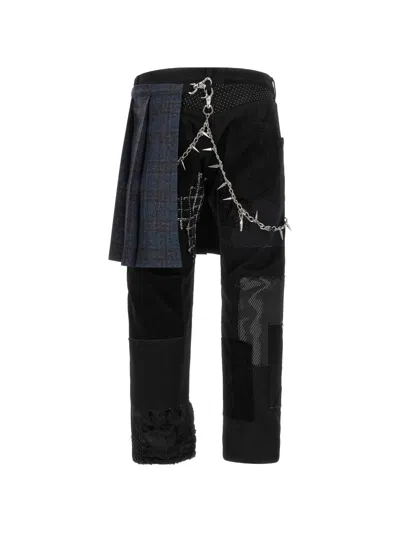 Junya Watanabe Kilt-panel Patchwork Jeans In Black