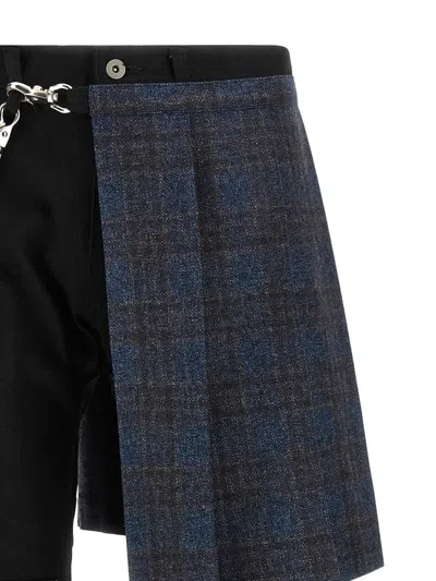 Junya Watanabe Kilt-panel Patchwork Jeans In Black