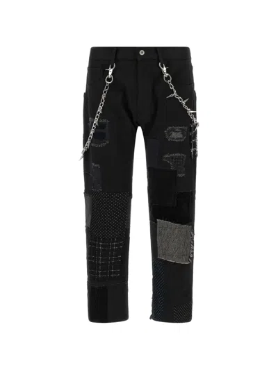 Junya Watanabe Kilt-panel Patchwork Jeans In Black
