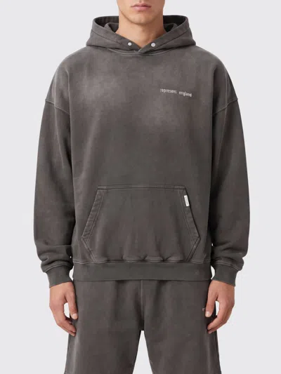 Represent Mens Brand-print Relaxed-fit Cotton Hoody Ash Xs In Animal Print