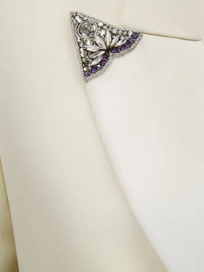 Versace Stretch Wool Blazer With Embroidered Lapels In Animal Print