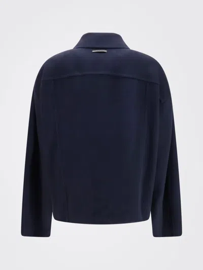 Marni Blue Solid Shirt Collar Jacket In Blue