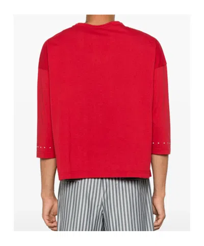 Bode Stables Graphic-print Three-quarter-sleeve T-shirt In Red
