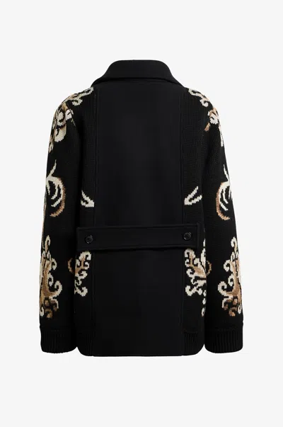 Etro Patterned Button-front Cardigan In Black