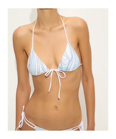 Pucci Printed Triangle Bikini Top In Blue