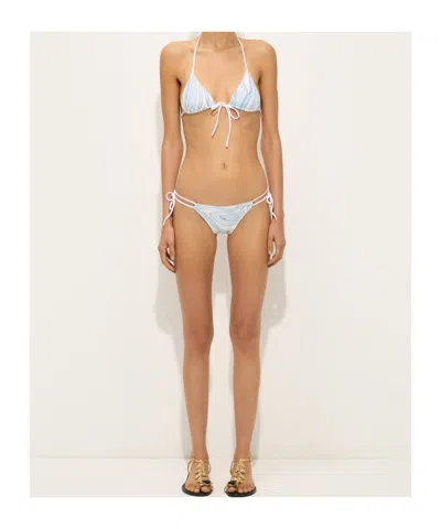 Pucci Printed Triangle Bikini Top In Blue
