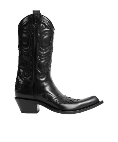 Acne Studios Bouni Leather Cowboy Boots In Black