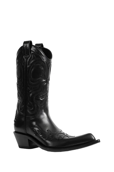 Acne Studios Bouni Leather Cowboy Boots In Black
