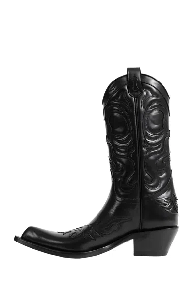 Acne Studios Bouni Leather Cowboy Boots In Black