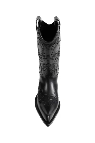 Acne Studios Bouni Leather Cowboy Boots In Black
