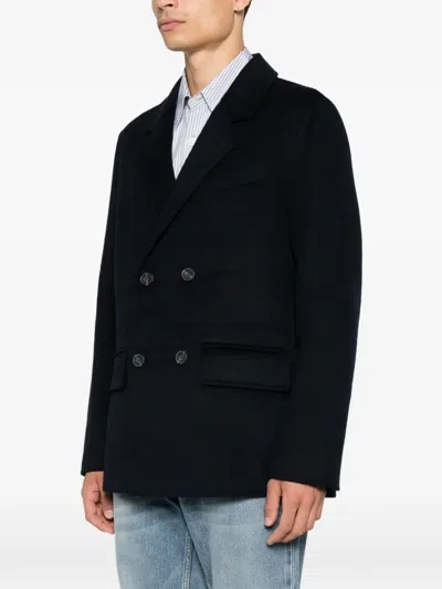 Omc Double-breasted Wool Coat In Blue