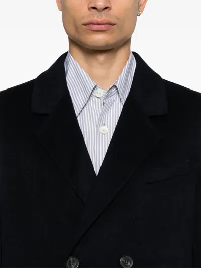 Omc Double-breasted Wool Coat In Blue