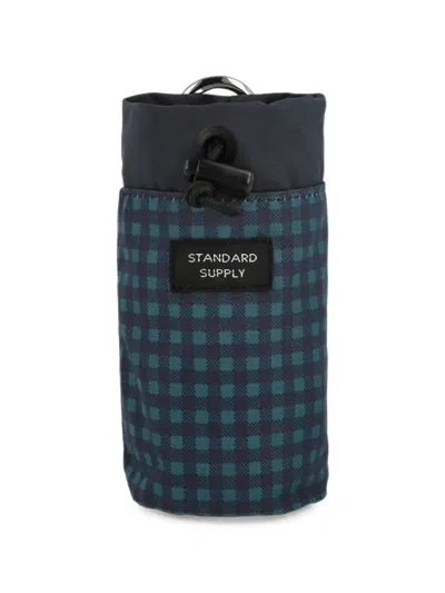 Wtaps Check-pattern Drawstring Pouch In Blue