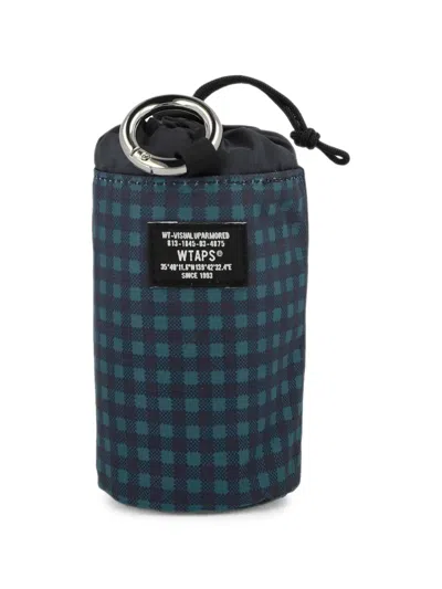 Wtaps Check-pattern Drawstring Pouch In Blue
