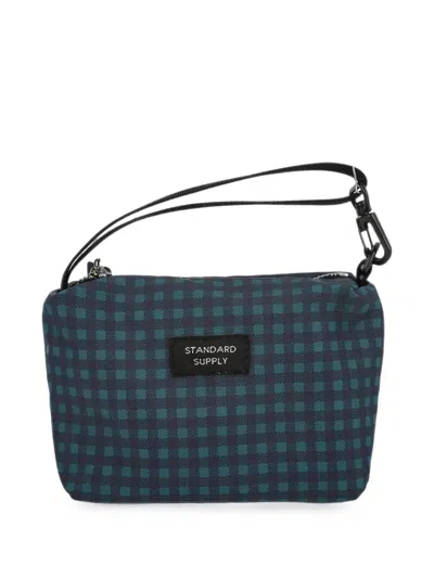 Wtaps Check-print Pouch In Blue