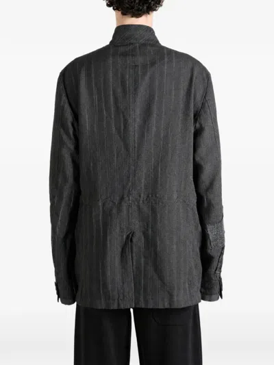 Junya Watanabe Patchwork Pinstripe-pattern Jacket In Black