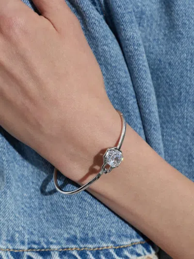 Kate Spade Crystal-embellished Bangle In Silver