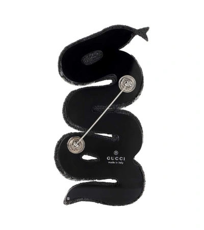 Shop Gucci Embroidered Snake Brooch