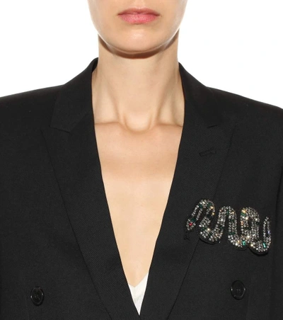 Shop Gucci Embroidered Snake Brooch