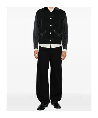 Junya Watanabe Black Drill Jacket With Wool Lining In Multi