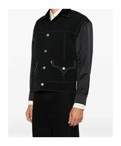 Junya Watanabe Black Drill Jacket With Wool Lining In Multi