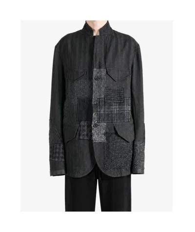 Junya Watanabe Patchwork Pinstripe-pattern Jacket In Gray/mixed Color