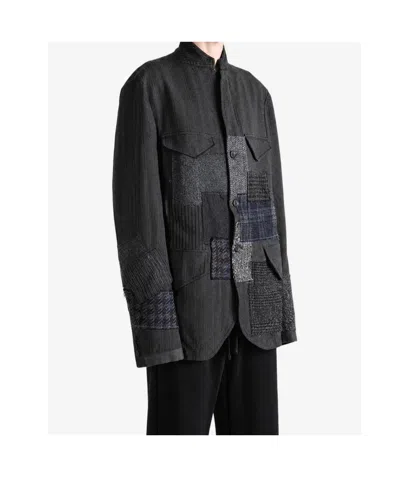 Junya Watanabe Patchwork Pinstripe-pattern Jacket In Gray/mixed Color