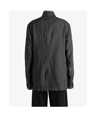 Junya Watanabe Patchwork Pinstripe-pattern Jacket In Gray/mixed Color