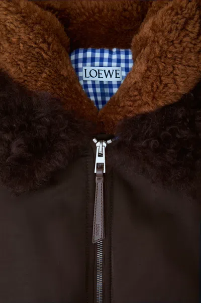 Loewe Technical Coating Bomber Jacket With Double Layer Construction And Checked Back In Brown