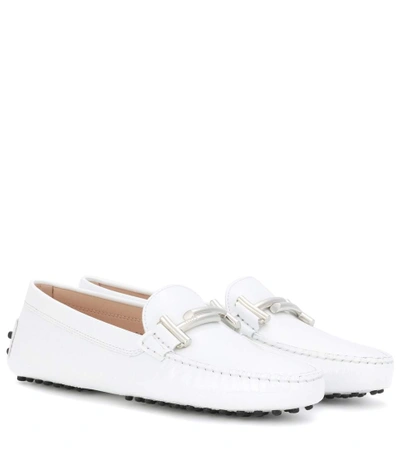 Shop Tod's Gommino Double T Patent Leather Loafers In Liaeco