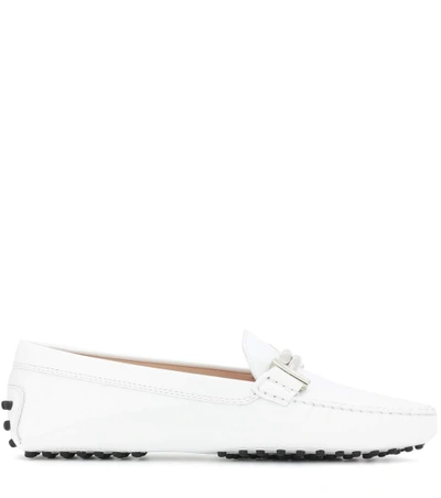 Shop Tod's Gommino Double T Patent Leather Loafers In Liaeco