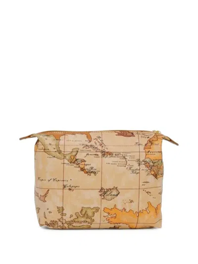 Alviero Martini 1° Classe Geo Classic Make Up Bag In Brown