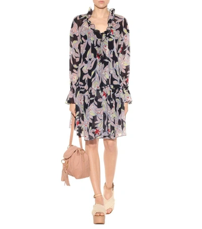 Shop See By Chloé Silk Floral Dress In Llue Diamoed