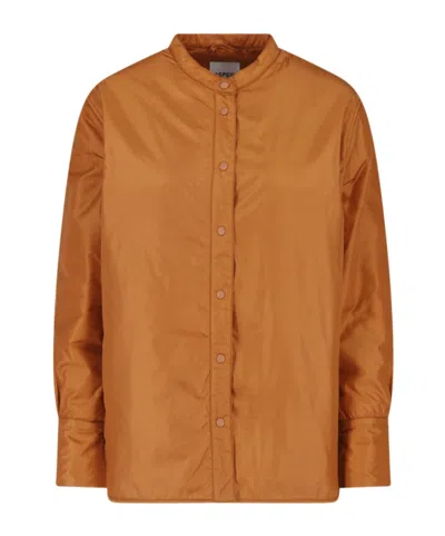Aspesi Orange Button-up Technical Fabric Jacket In Brown