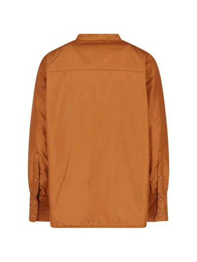 Aspesi Orange Button-up Technical Fabric Jacket In Brown