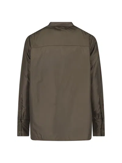 Aspesi Green Button-up Technical Fabric Jacket In Brown
