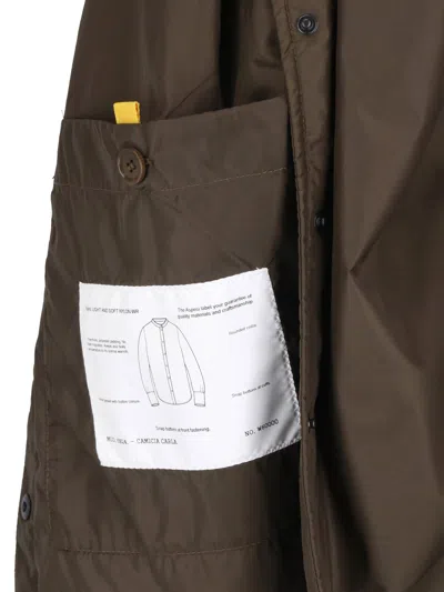 Aspesi Green Button-up Technical Fabric Jacket In Brown