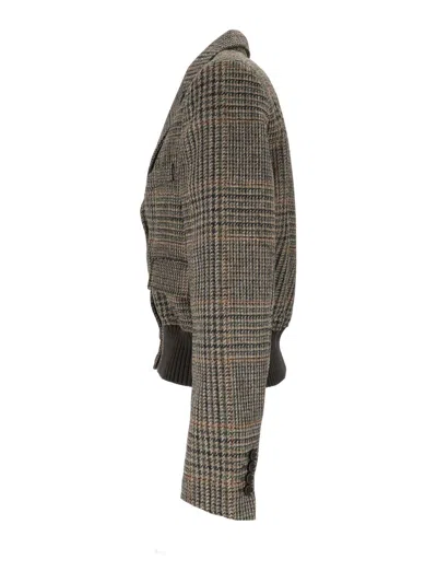 Aspesi Check-pattern Virgin Wool Jacket In Neutral