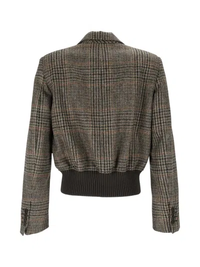 Aspesi Check-pattern Virgin Wool Jacket In Neutral
