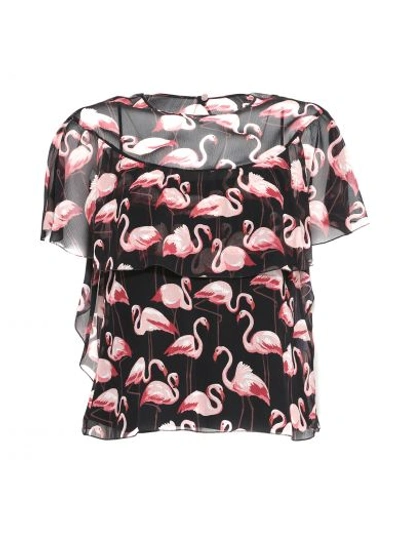 Shop Red Valentino Flamingo Print Blouse In Nero