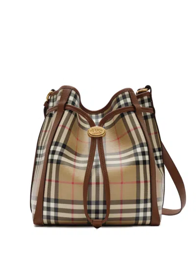Burberry Small Drawstring Bucket Bag In Black