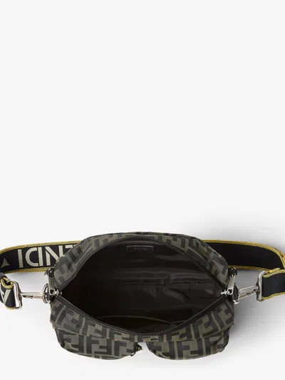 Fendi Mini Camera Case In Superlight Ff Zucca Technical Fabric With Adjustable Strap In Green