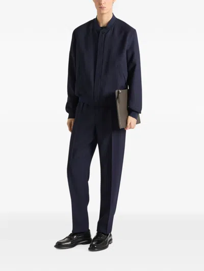 Givenchy Wool-blend Stripe Bomber Jacket In Blue
