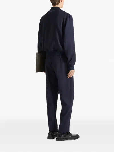 Givenchy Wool-blend Stripe Bomber Jacket In Blue