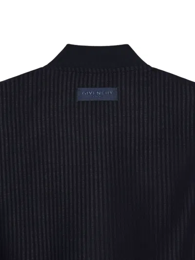Givenchy Wool-blend Stripe Bomber Jacket In Blue