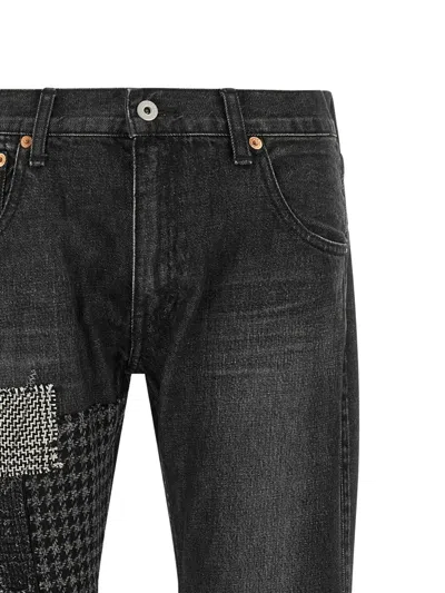 Junya Watanabe Patchwork Distressed Flared Jeans In Black